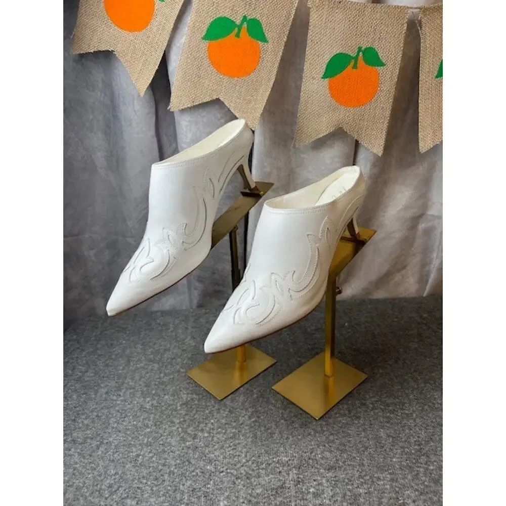 Matisse Marcell Mule Western Tooled Inlay Pointed Toe Women's Heel Size 9M White
